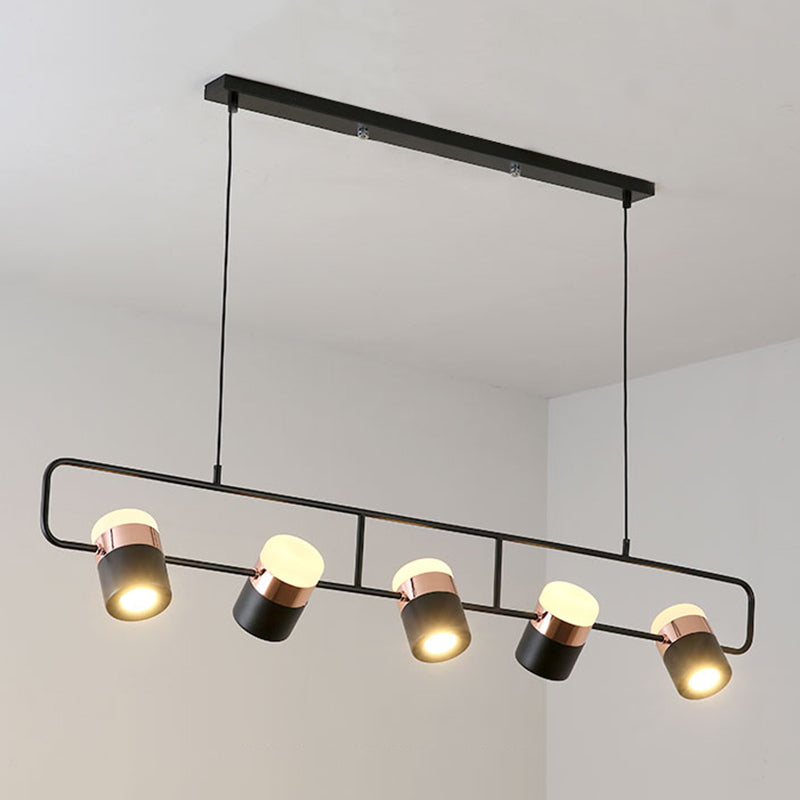 Linear Island Pendant Light Modern Style Dinning Room Island Chandelier Light in Black