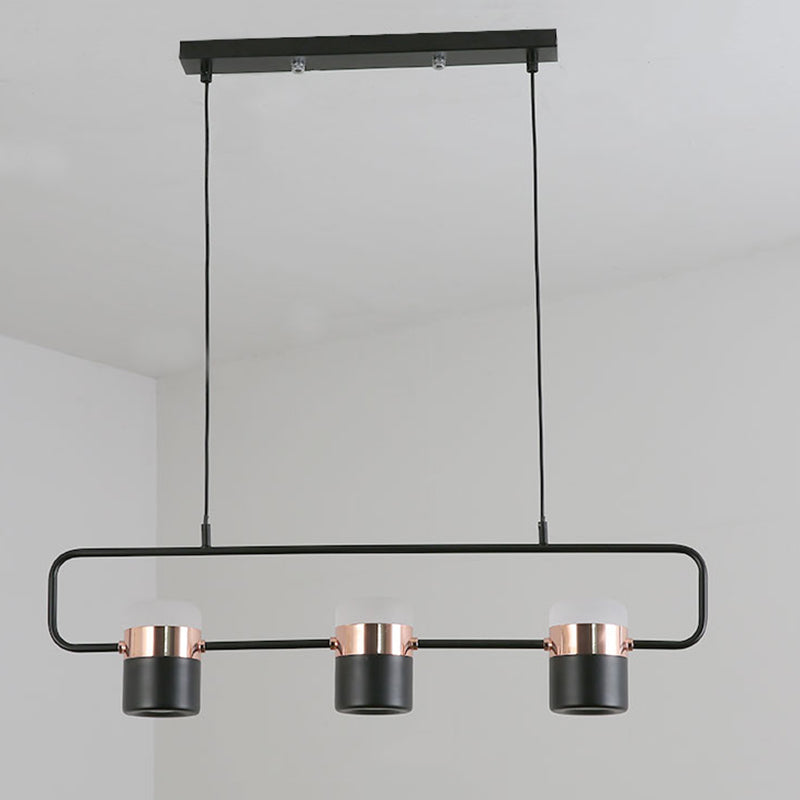 Isola lineare Luce a sospensione Modern Stile moderno sala da pranzo Isola lampadario Luce in nero