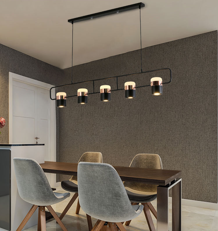 Isola lineare Luce a sospensione Modern Stile moderno sala da pranzo Isola lampadario Luce in nero
