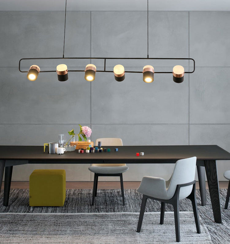 Isola lineare Luce a sospensione Modern Stile moderno sala da pranzo Isola lampadario Luce in nero