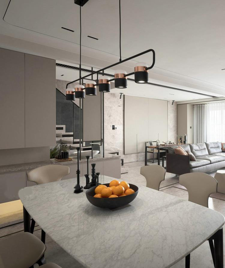 Linear Island Pendant Light Modern Style Dinning Room Island Chandelier Light in Black