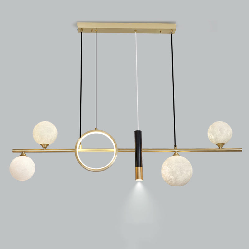 Shaded Dinning Room Island Pendant Light Metal LED Contemporary Island Light Fixture in Gold