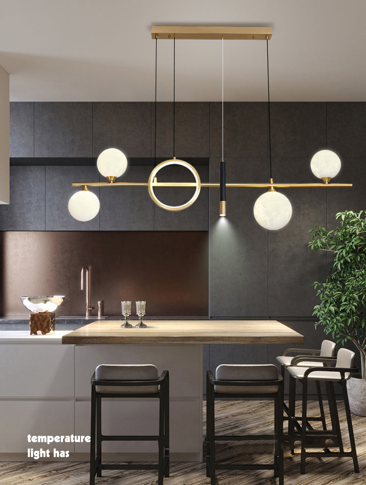 Shaded Dinning Room Island Pendant Light Metal LED Contemporary Island Light Fixture in Gold
