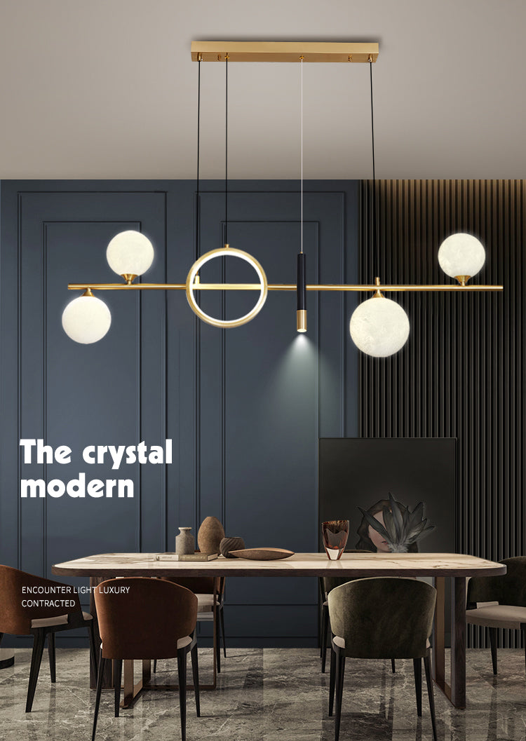 Shaded Dinning Room Island Pendant Light Metal LED Contemporary Island Light Fixture in Gold