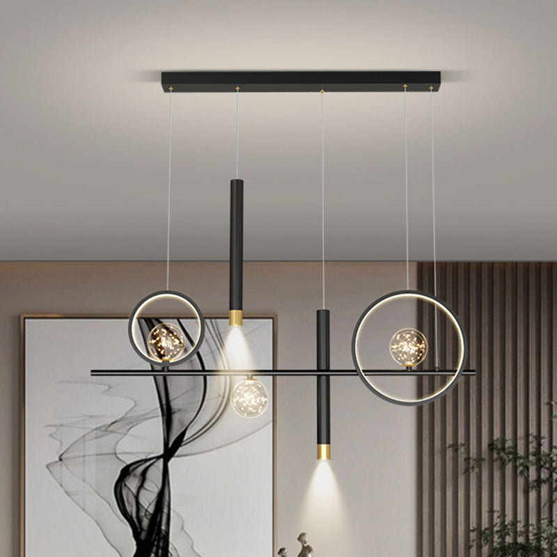 Nuove moderne idee di illuminazione dell'isola a led in metallo Lampada lampadario lineare per sala da pranzo