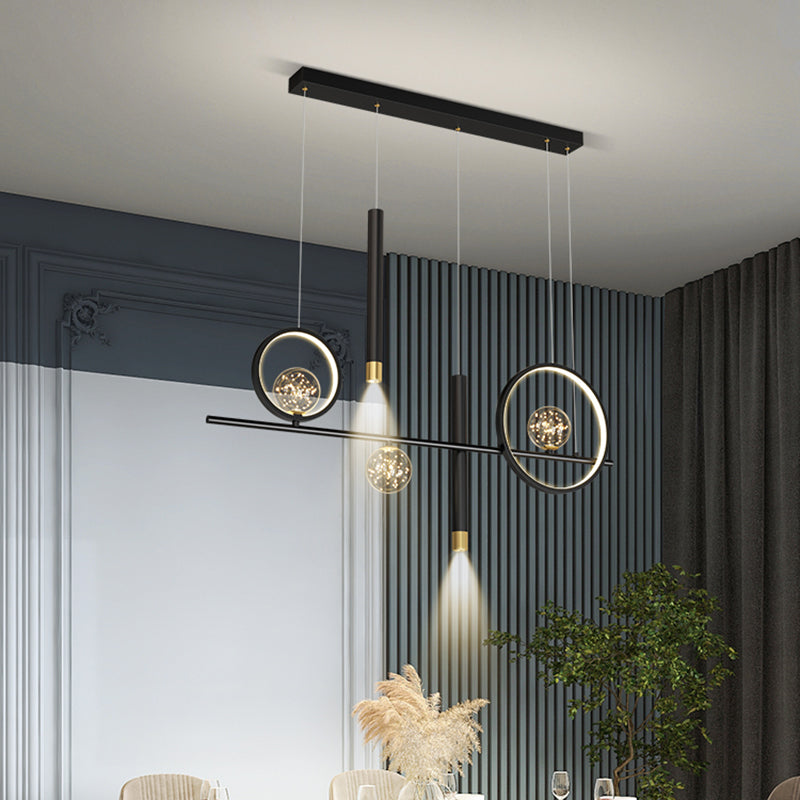 Nuove moderne idee di illuminazione dell'isola a led in metallo Lampada lampadario lineare per sala da pranzo