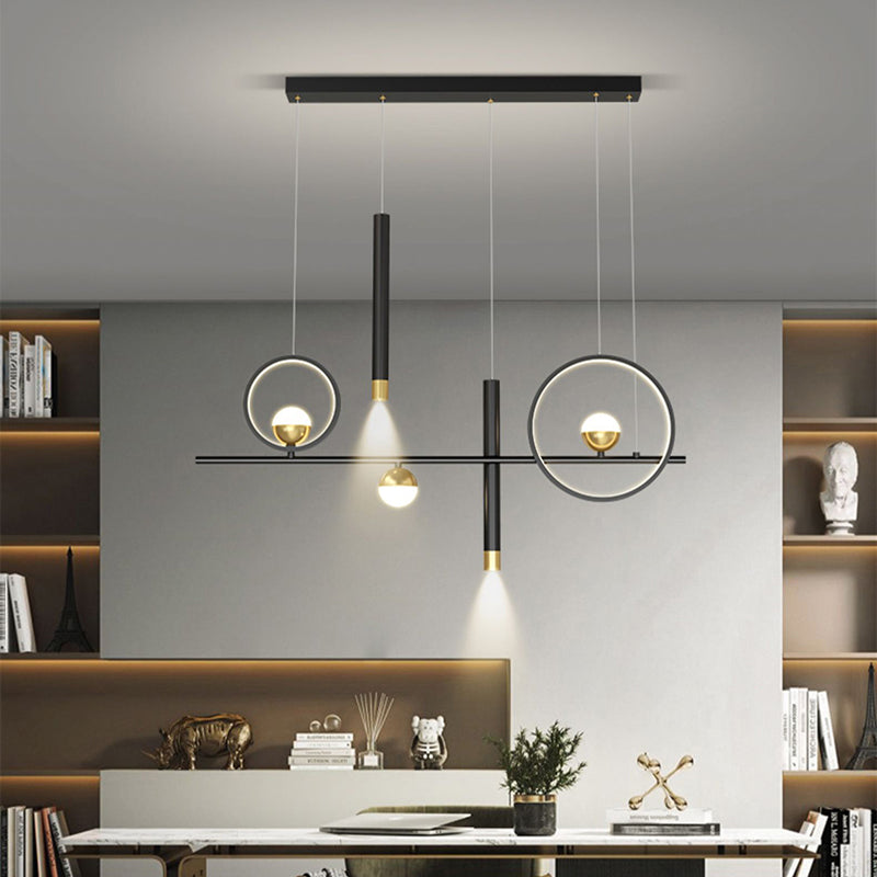 Nuove moderne idee di illuminazione dell'isola a led in metallo Lampada lampadario lineare per sala da pranzo