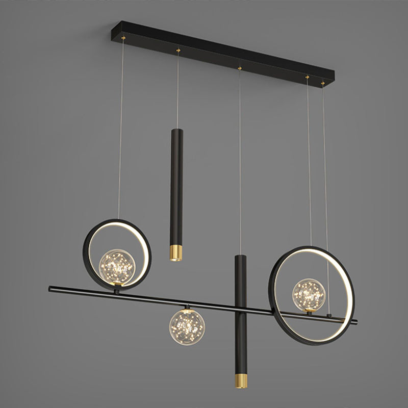 Nuove moderne idee di illuminazione dell'isola a led in metallo Lampada lampadario lineare per sala da pranzo