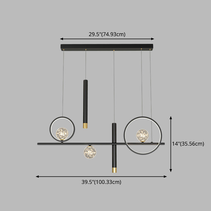 Nuove moderne idee di illuminazione dell'isola a led in metallo Lampada lampadario lineare per sala da pranzo