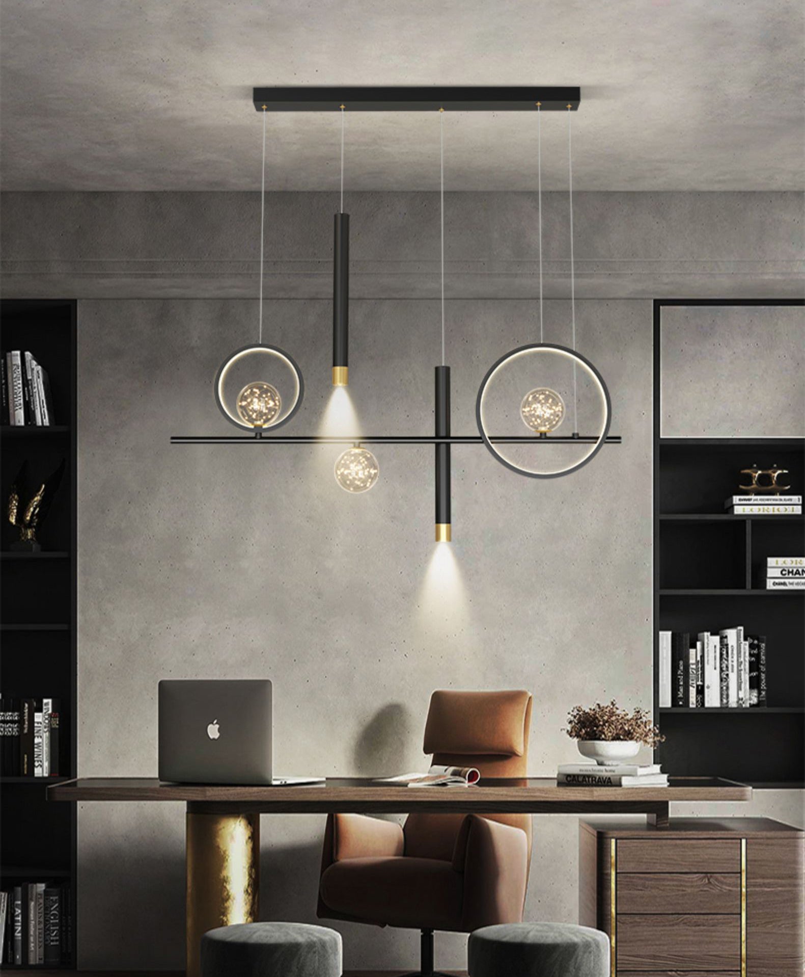 Nuove moderne idee di illuminazione dell'isola a led in metallo Lampada lampadario lineare per sala da pranzo