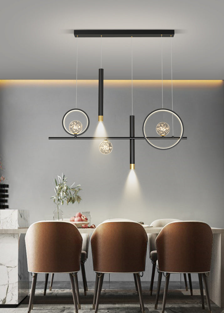 Nuove moderne idee di illuminazione dell'isola a led in metallo Lampada lampadario lineare per sala da pranzo