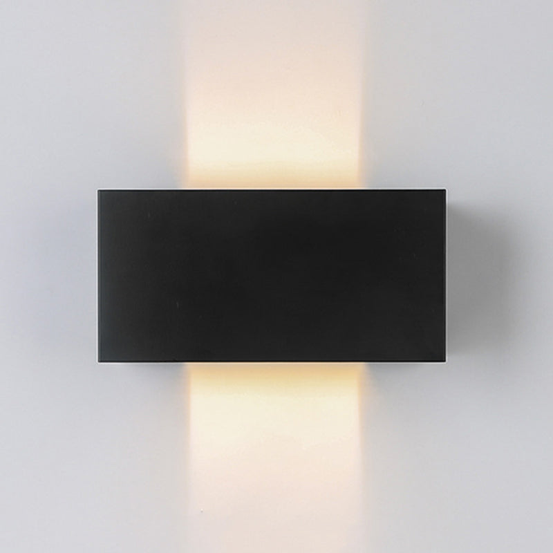 Black 4-Light LED Wall Lamp in Modern Simplicity Aluminium Rectangular Wall Light with Glass Shade