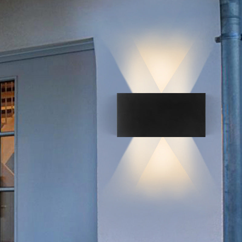 Black 4-Light LED Wall Lamp in Modern Simplicity Aluminium Rectangular Wall Light with Glass Shade