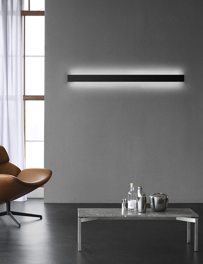 Metal Linear Sconce Light Fixture Modern Style LED Black Wall Mount Light Fixture