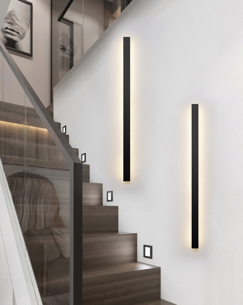 Metal Linear Sconce Light Fixture Modern Style LED Black Wall Mount Light Fixture