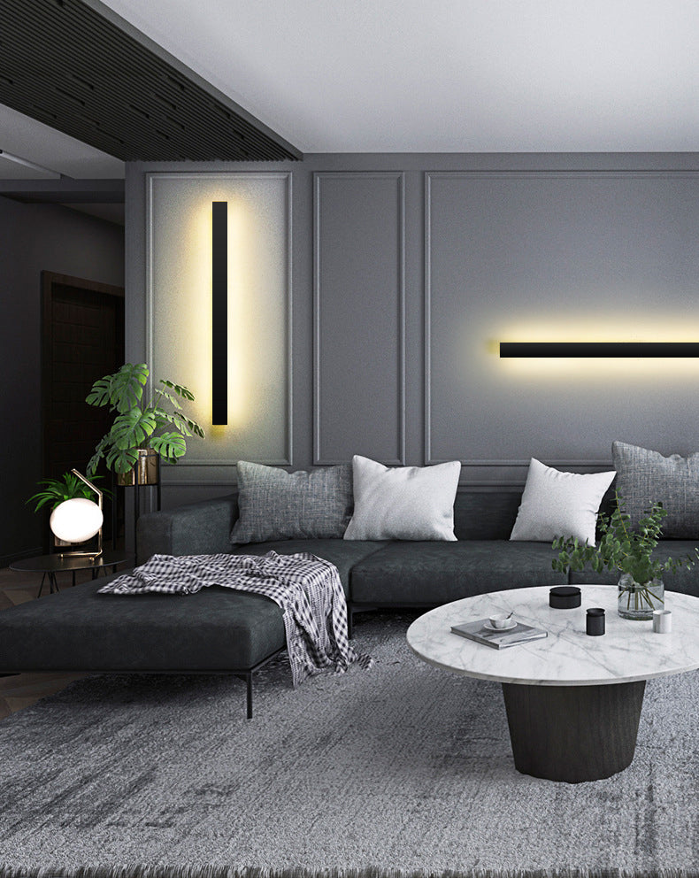 Metal Linear Sconce Light Fixture Modern Style LED Black Wall Mount Light Fixture