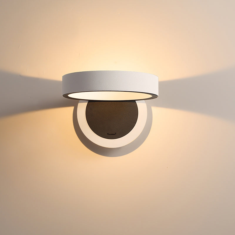 Modern Metal 1-Light Wall Mount Lamp Adjustable Round Wall Sconce for Bedroom