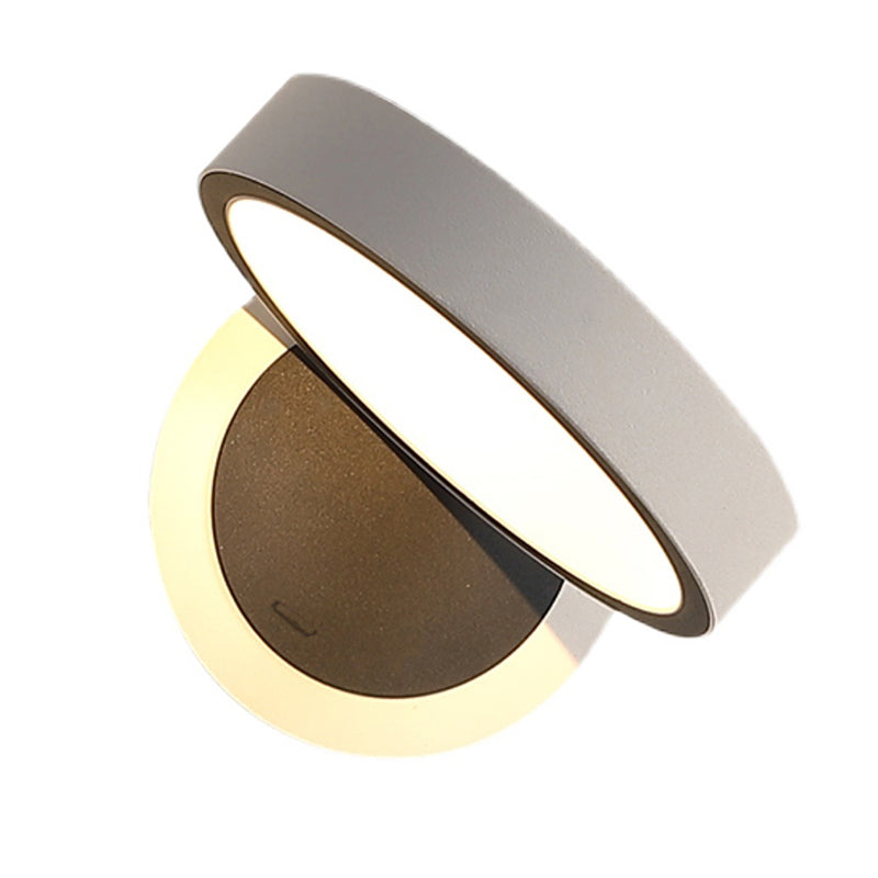 Modern Metal 1-Light Wall Mount Lamp Adjustable Round Wall Sconce for Bedroom