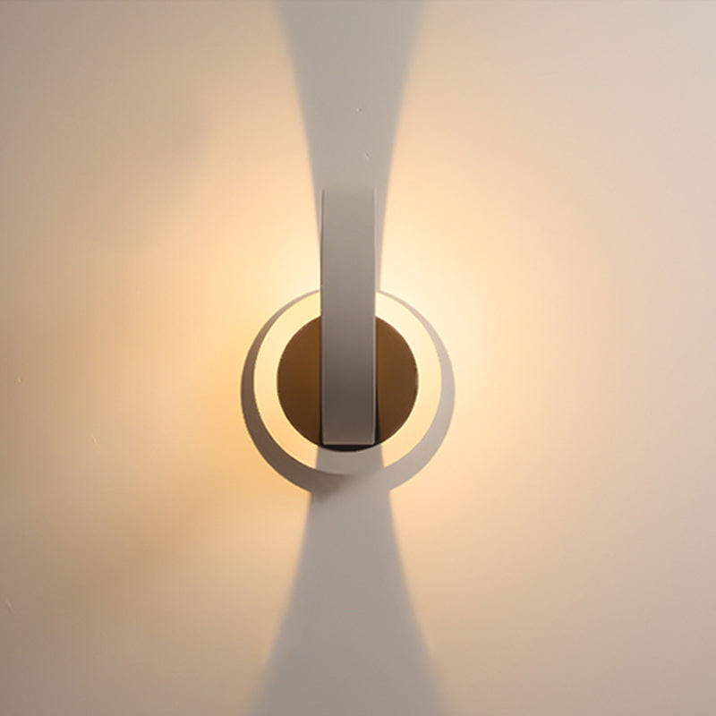 Modern Metal 1-Light Wall Mount Lamp Adjustable Round Wall Sconce for Bedroom