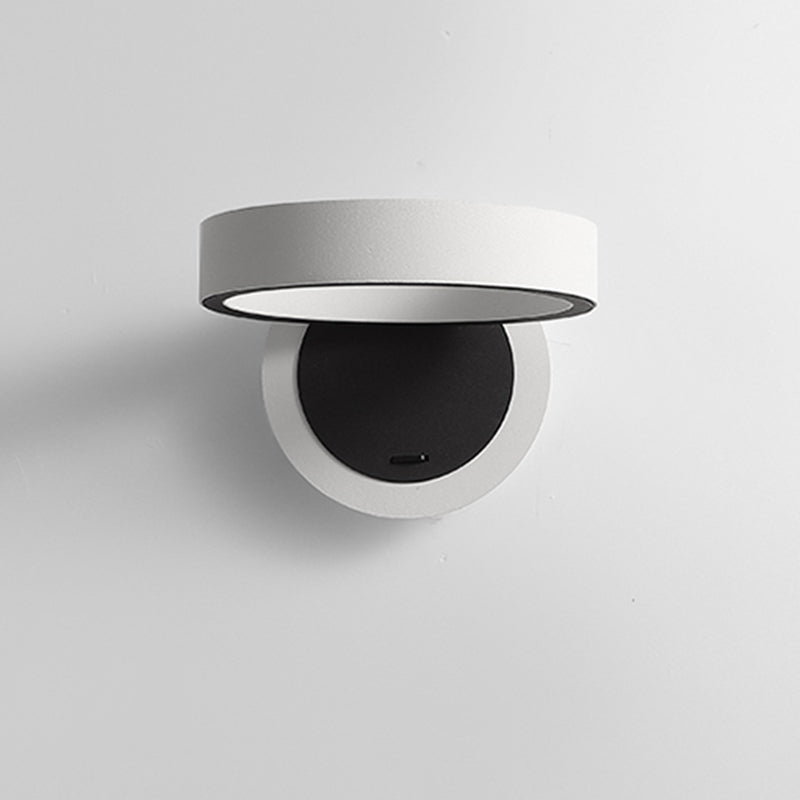 Modern Metal 1-Light Wall Mount Lamp Adjustable Round Wall Sconce for Bedroom