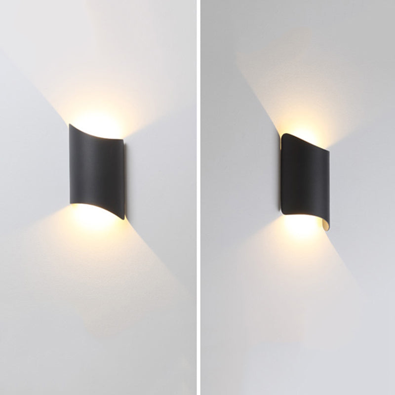 Black 2-Light LED Wall Lamp in Modern Simplicity Aluminium Waterproof Wall Light with Glass Shade