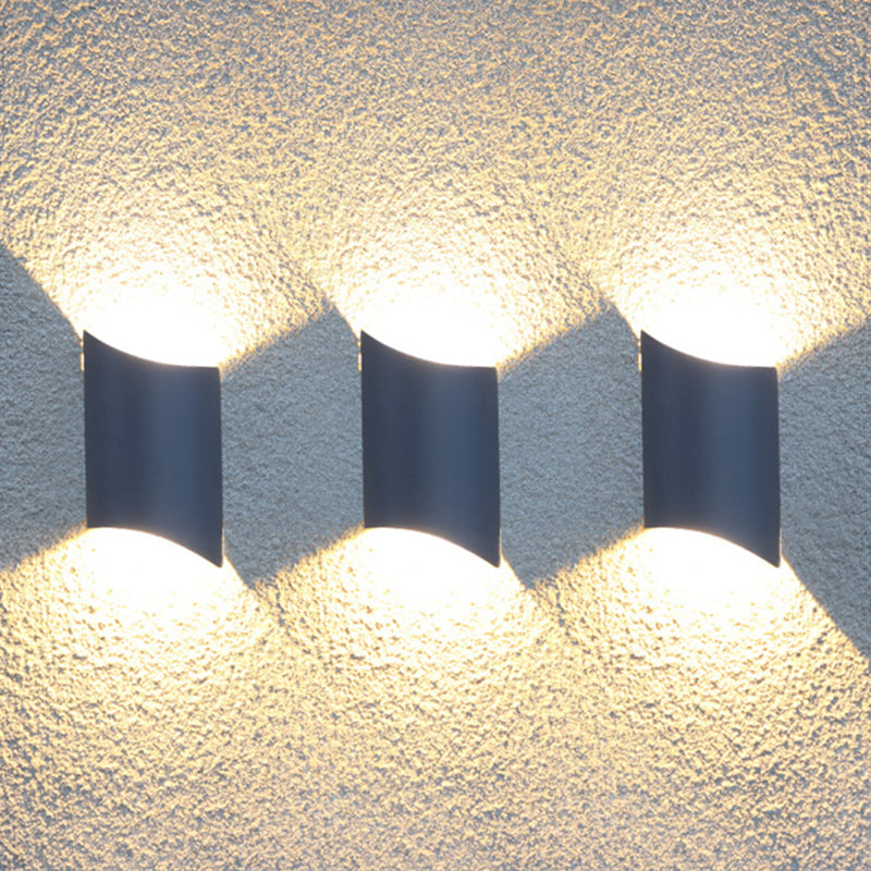 Black 2-Light LED Wall Lamp in Modern Simplicity Aluminium Waterproof Wall Light with Glass Shade