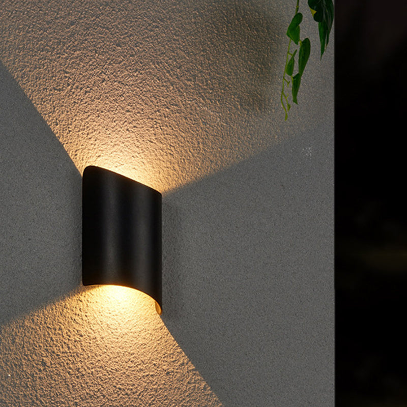 Black 2-Light LED Wall Lamp in Modern Simplicity Aluminium Waterproof Wall Light with Glass Shade