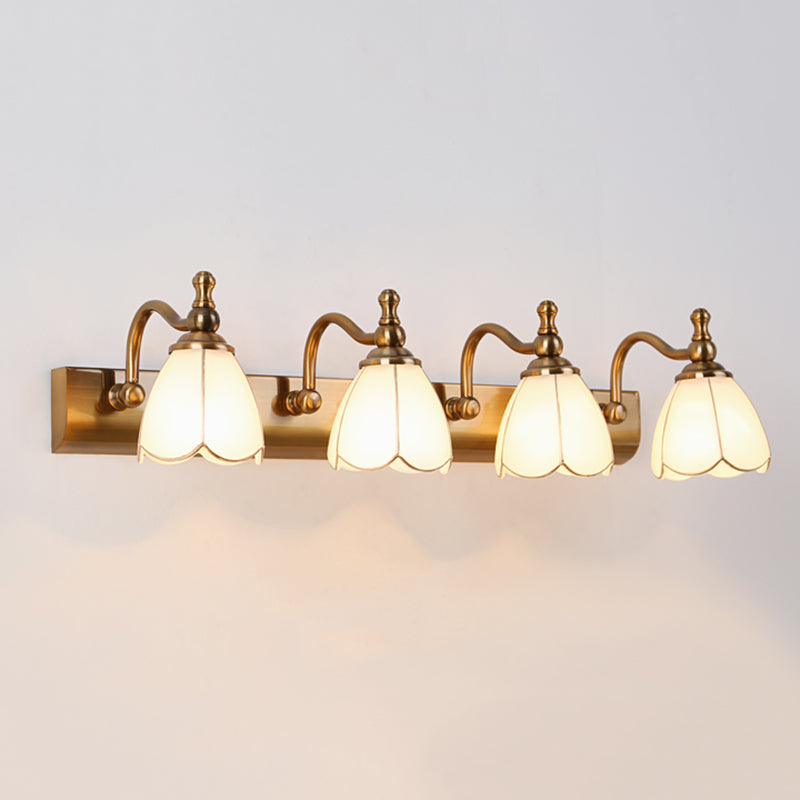 Semplicità vintage Bell Bell Vanity Lights Sconce Milk Glass Wall Monte Flaching per bagno