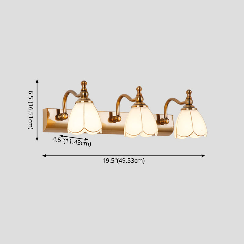 Semplicità vintage Bell Bell Vanity Lights Sconce Milk Glass Wall Monte Flaching per bagno