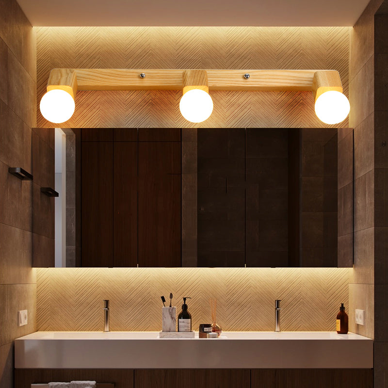 Bare Bulb Vanity Sconce Lights Ultra-modern Wood Wall Sconce Lighting for Bathroom