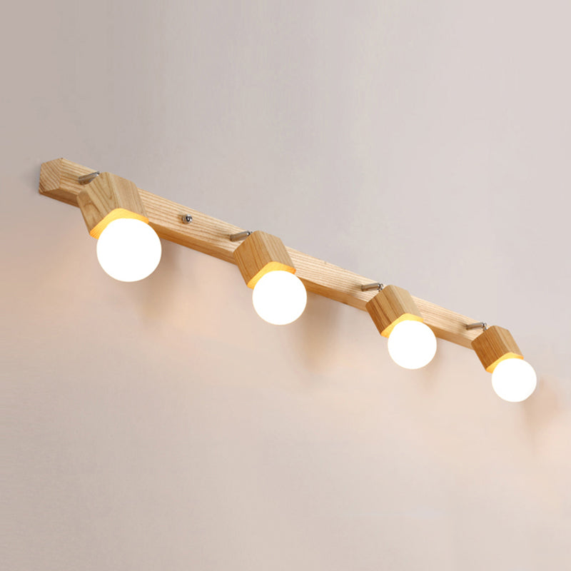 Bare Bulb Vanity Sconce Lights Ultra-modern Wood Wall Sconce Lighting for Bathroom
