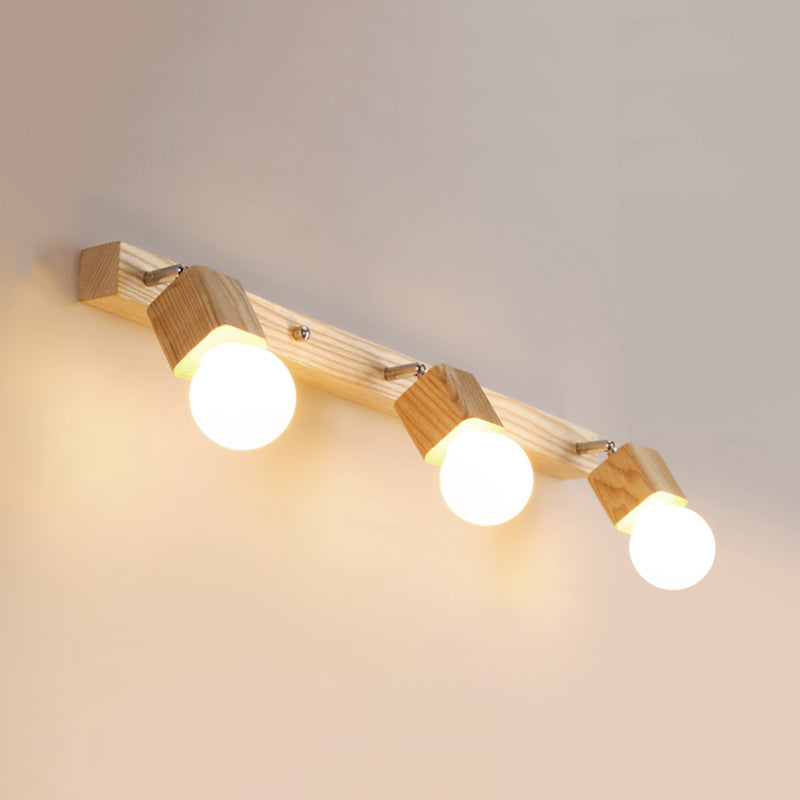 Bare Bulb Vanity Sconce Lights Ultra-modern Wood Wall Sconce Lighting for Bathroom