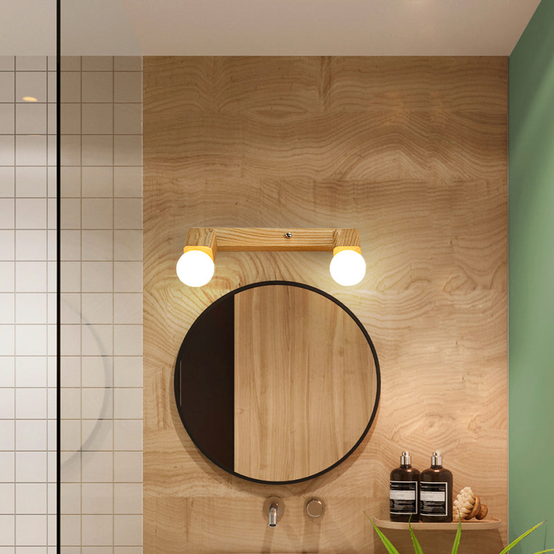 Bare Bulb Vanity Sconce Lights Ultra-modern Wood Wall Sconce Lighting for Bathroom