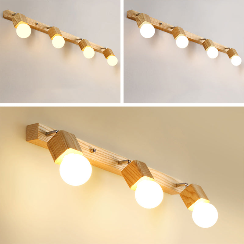 Bare Bulb Vanity Sconce Lights Ultra-modern Wood Wall Sconce Lighting for Bathroom