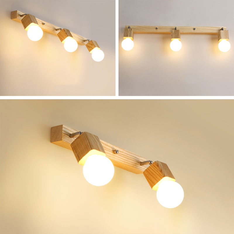 Bare Bulb Vanity Sconce Lights Ultra-modern Wood Wall Sconce Lighting for Bathroom