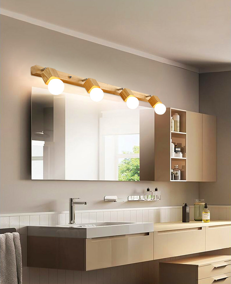 Bare Bulb Vanity Sconce Lights Ultra-modern Wood Wall Sconce Lighting for Bathroom