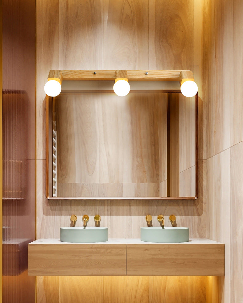 Bare Bulb Vanity Sconce Lights Ultra-modern Wood Wall Sconce Lighting for Bathroom
