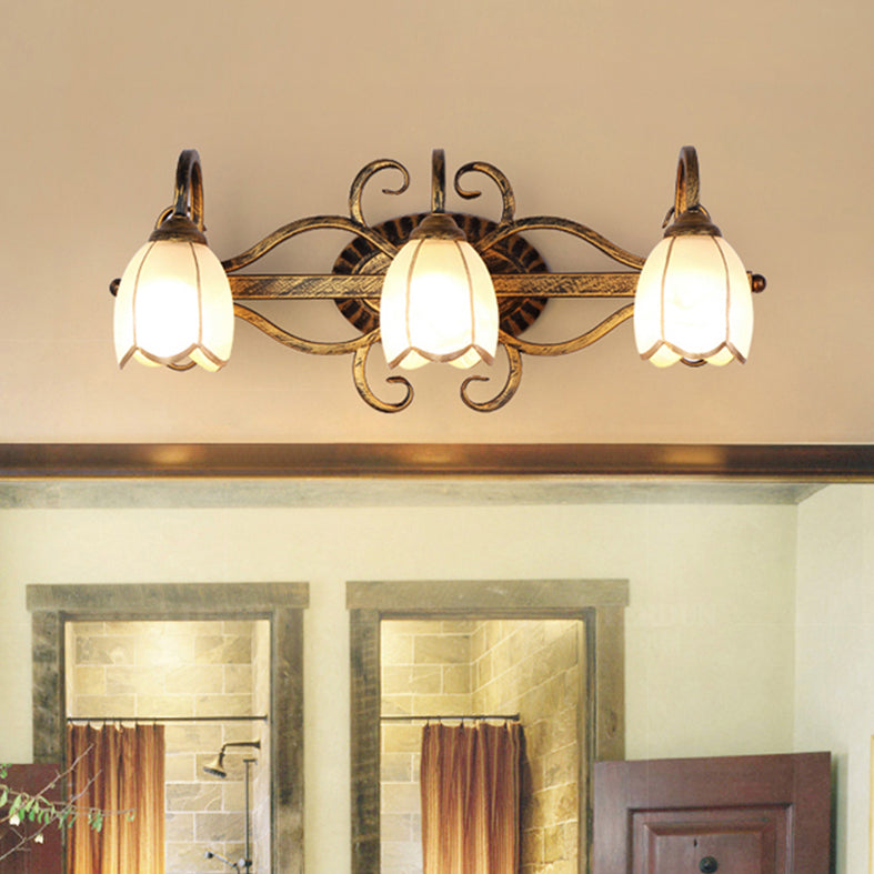 Traditional Simplicity Bell Vanity Sconce Lights Milk Glass Wall Mount Light Fixture for Bathroom