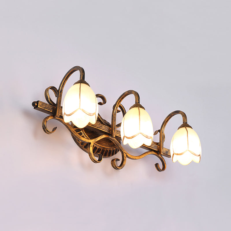Traditional Simplicity Bell Vanity Sconce Lights Milk Glass Wall Mount Light Fixture for Bathroom