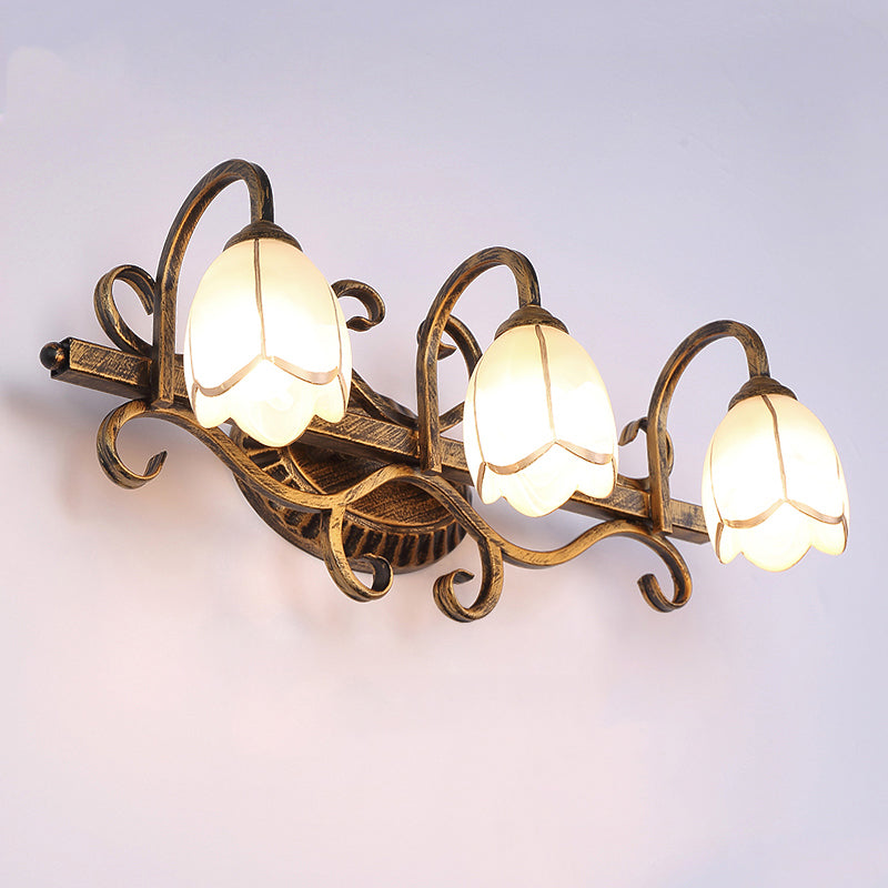 Traditional Simplicity Bell Vanity Sconce Lights Milk Glass Wall Mount Light Fixture for Bathroom