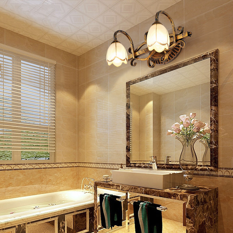 Traditional Simplicity Bell Vanity Sconce Lights Milk Glass Wall Mount Light Fixture for Bathroom