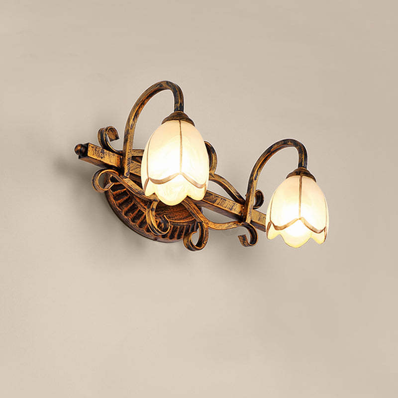 Traditional Simplicity Bell Vanity Sconce Lights Milk Glass Wall Mount Light Fixture for Bathroom