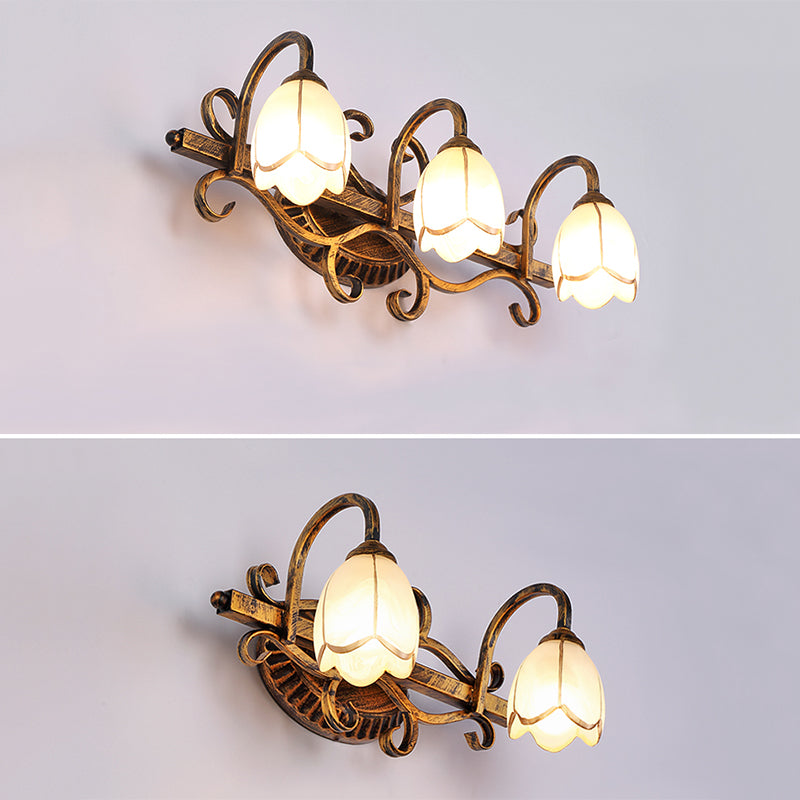 Traditional Simplicity Bell Vanity Sconce Lights Milk Glass Wall Mount Light Fixture for Bathroom