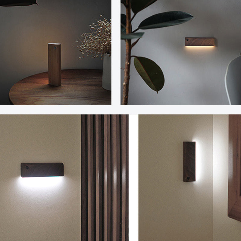 Rectangle Wall Mounted Lamp Modern Simplicity Wood Wall Mount Lamp for Living Room
