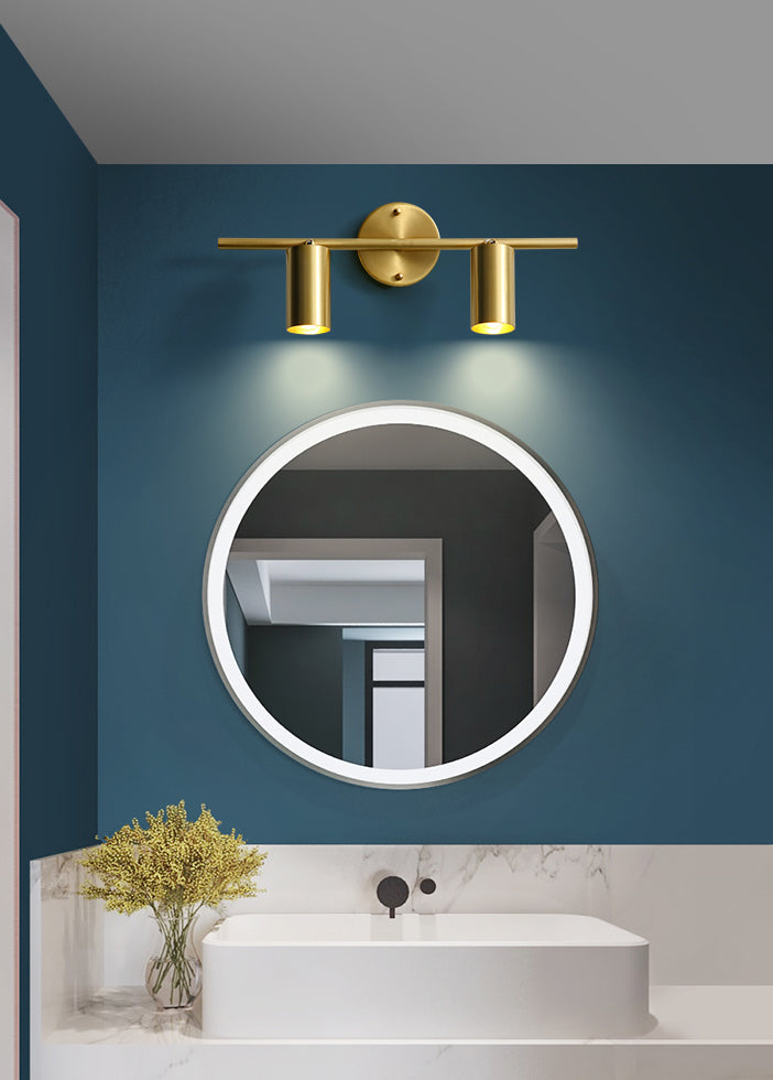 Postmodern Simplicity Cylinder Vanity Sconce Lights Brass Wall Mount Light Fixture for Bathroom