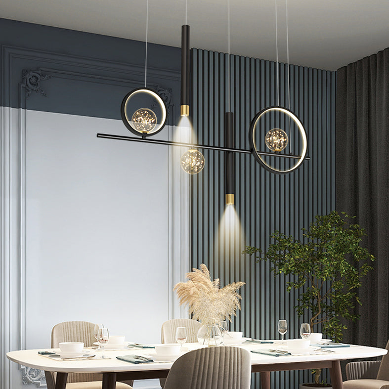Nuove moderne idee di illuminazione dell'isola a led in metallo Lampada lampadario lineare per sala da pranzo