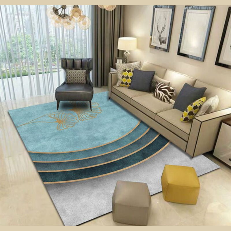 Blue Abstract Indoor Carpet Polyester Modern Rug Anti-Split Backing Area Rug for Indoor Room