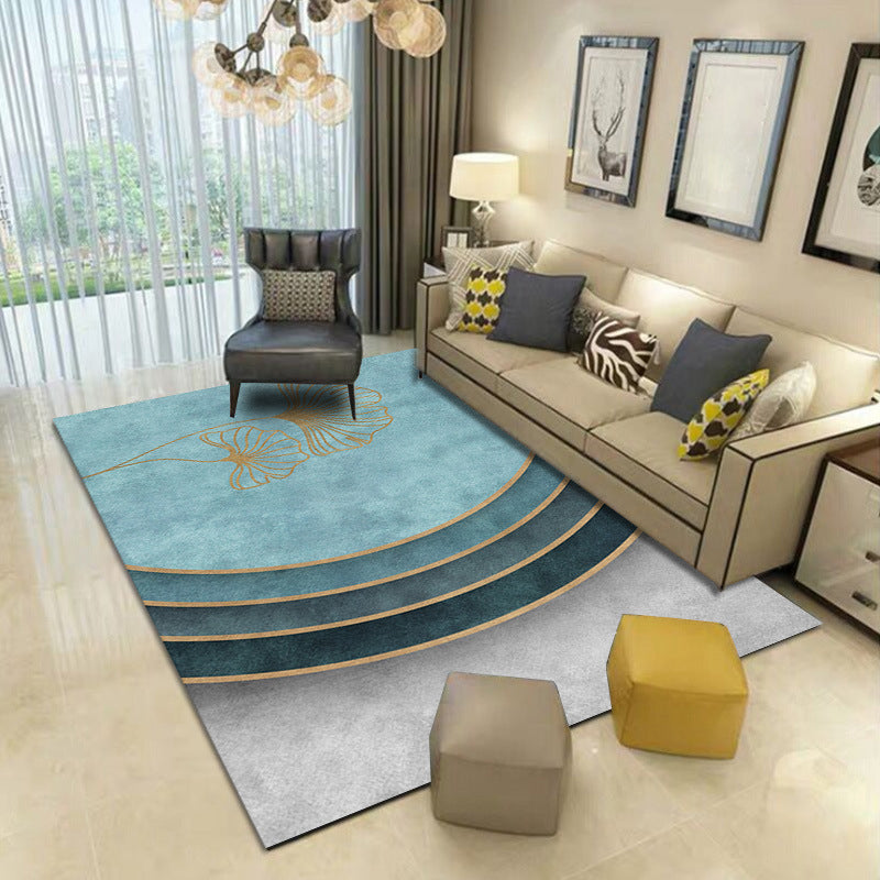 Blue Abstract Indoor Carpet Polyester Modern Rug Anti-Split Backing Area Rug for Indoor Room