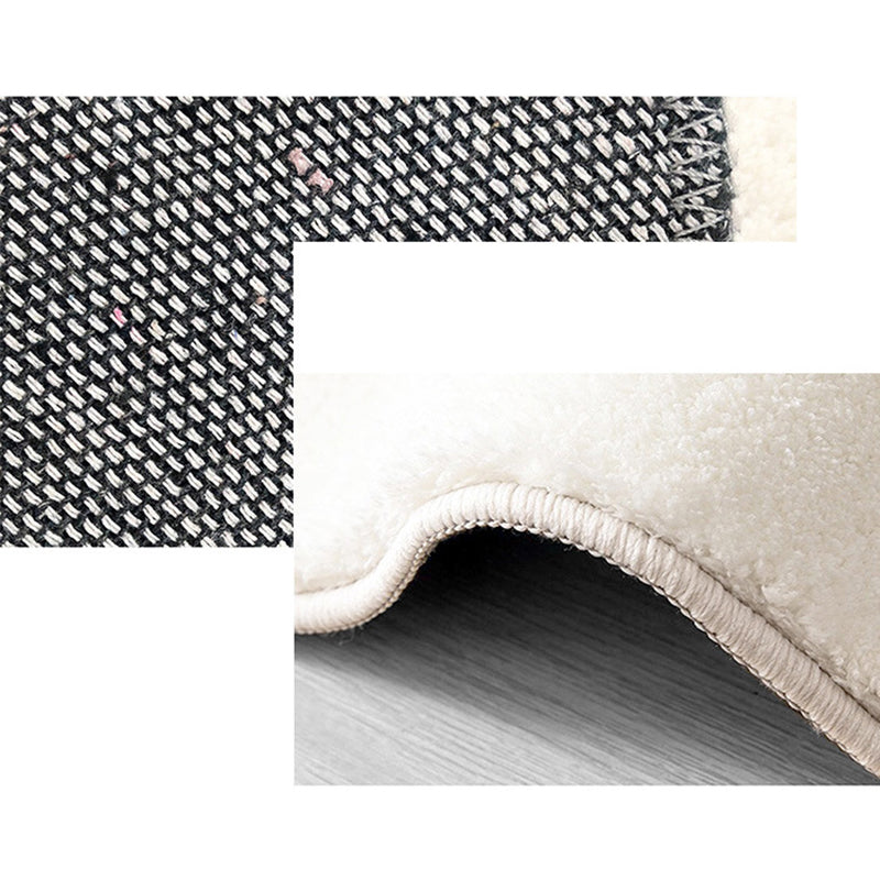 Beige Modern Area Rug Polyester Color Block Carpet Non-Slip Backing Rug for Living Room