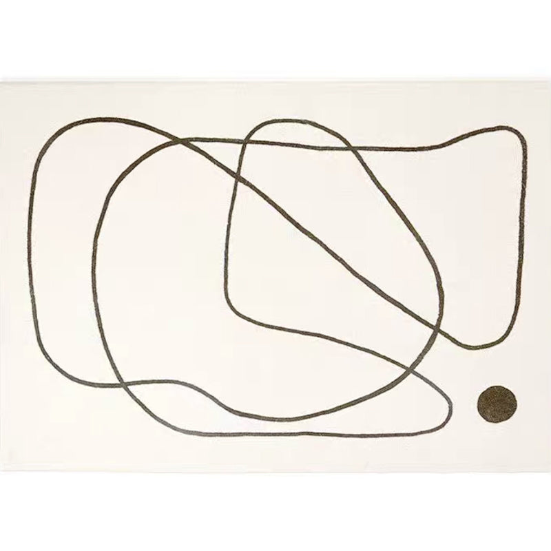 Beige Abstart Rug Polyester Modern Carpet Non-Slip Backing Area Rug for Living Room